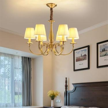 Imagem de Lustre americano de latão com LED, estilo europeu, luxuoso, para sala de estar, restaurante, quarto, villa, hotel, loja de roupas, luminária pendente (D 3 lâmpadas)