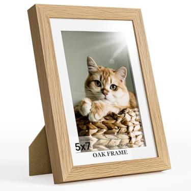 Imagem de Heimlove Porta-retrato 12 x 18 cm, moldura de madeira de carvalho maciça premium para fotos de 10 x 15 cm e vidro temperado - moldura para fotos e impressões artísticas de 12 x 18 cm, tela de mesa