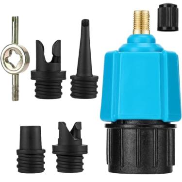 Imagem de Adaptador de bomba de prancha de remo, compressor adaptador de bomba inflável SUP, com 4 bicos de válvula de ar para barco inflável, prancha de stand up, cama inflável, bote, adaptador de válvula SUP