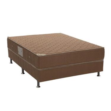 Imagem de Cama Box Casal: Colchão Molas Ortobom Nanolastic Spring + Base Marrom(138X188)