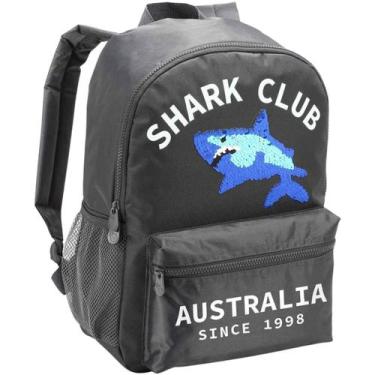 Imagem de Mochila Escolar Infantil Tema Tubarão em Paetê Masculina - Shock 