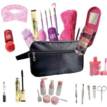 Imagem de Kit de Maquiagem Completo Juvenil, Adolescente, Adulto, Paleta de Sombras Dobrável 12 Cores, 3 Blushes, 2 Tons Pó Compacto, Rímel, Lápis, Balm, Gloss, 6 Pincéis, Faixa Skin Care Espelho, Kit Frascos de Viagem, Kit de Unhas, Beleza Feminina SK1