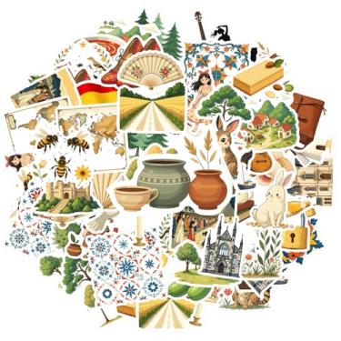 Imagem de 50 peças Espanha Cultura Viagem Comida Arquitetura Arquitetônica Adesivos Brinquedo Cênico para Guitarra DIY Bicicleta Skate Laptop Bagagem Decoração Laptop Motocicleta Bagagem Telefone