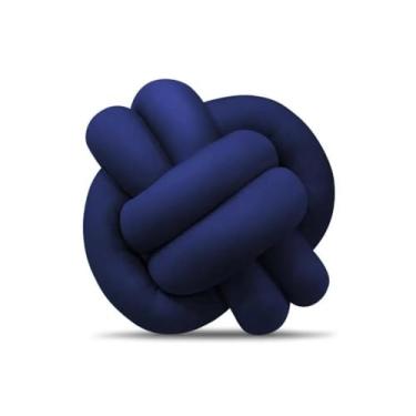 Imagem de Almofada Nó Escandinavo Decorativa para Sala e Quarto - 25x25 cm Confortável e Macia(Azul Marinho)