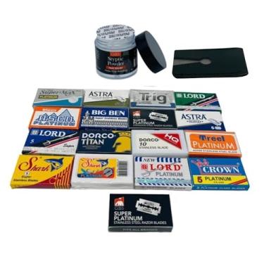 Imagem de GBS Double Edge Segurança Lâmina de Barbear Variety Pack-120 Lâminas e Natural Alum Block - Perfeito para Barber Shavette e Double Edge lâminas de barbear Melhor rosto suave afiada: Pena, Senhor, Derby etc.