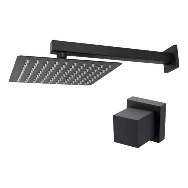 Imagem de Chuveiro Ducha Quadrado 20X20 + Acabamento De Registro Preto