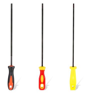 Imagem de XLIUAX Arquivo de motosserra de 3 tamanhos, kit de afiador de motosserra, ferramenta de afiação de serra de corrente de aço redonda, ferramentas manuais para trabalhar madeira com cabo plano de 3