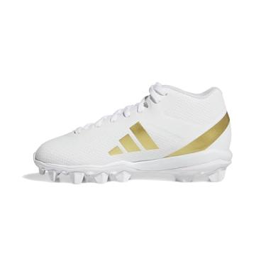 Imagem de adidas Tênis infantil Adizero Impact.2 Molded American Football, Branco/dourado metálico/branco, 13 Little Kid
