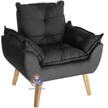 Imagem de Poltrona Decorativa Opala Suede Preto Smf Decor