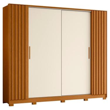 Imagem de Guarda Roupa Casal 4 Portas 4 Gavetas Jacarandá Flex Cinamomo-off White - Albatroz