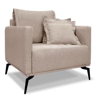 Imagem de Poltrona De Estar Sirius Linho Pés Metálicos Areia