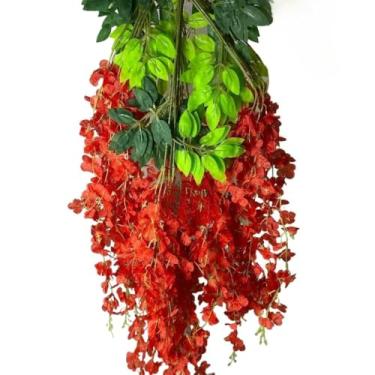 Imagem de Kit 12/24 Pendentes Planta Cerejeira Artificial Premium 110cm Decoração Vertical Enfeite(VERMELHO,12)