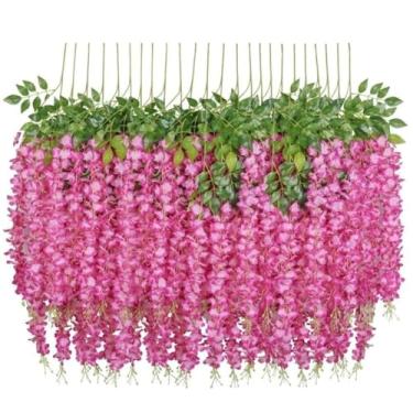 Imagem de Kit 12 Ramos Flor de Cerejeira Artificial Grande Pendente para Decoração Rosa e Branco(Rosa)