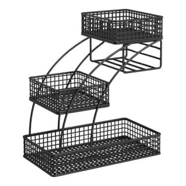 Imagem de YWJLQH Cesta de Frutas, Legumes, Pães E Lanches com 3 Andares, Suporte Decorativo para Frutas, Ideal para Sala de Jantar, Banquetes E Festas, Preto