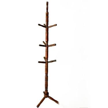 Imagem de Cabideiro De ChãO – Cabide De Madeira | Concebido Para Organizar Roupas, Bolsas E ChapéUs(Imbuia)