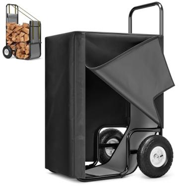 Imagem de VIVOHOME Carrinho grande de lenha com rodas de borracha e capa