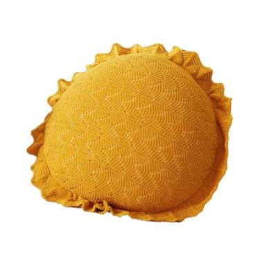 Imagem de XLWLLNJ Almofada Circular para Piso, Acessório de Decoração Boho, Almofada Tatami para Ambientes Internos, Sala de Estar, Dormitório, Amarelo
