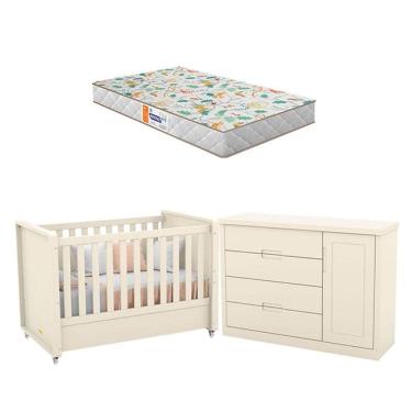 Imagem de Berço Americano E Cômoda Tutto New Off White Colchão - Matic