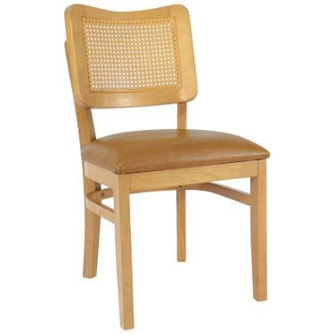 Imagem de Cadeira Decorativa Tela Tingida Pes Madeira Amendoa