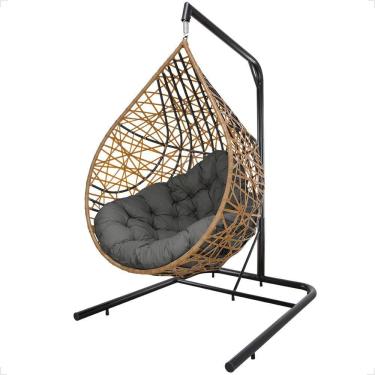 Imagem de Balanço Ninho Gota Suspenso Com Mosquetão, Mola E Suporte - Caramelo A3