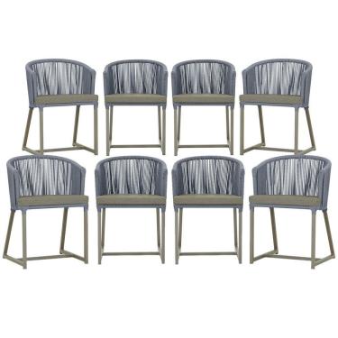 Imagem de 8 Cadeiras De Jantar área Noronha Fendi E8 Trama Original Prata
