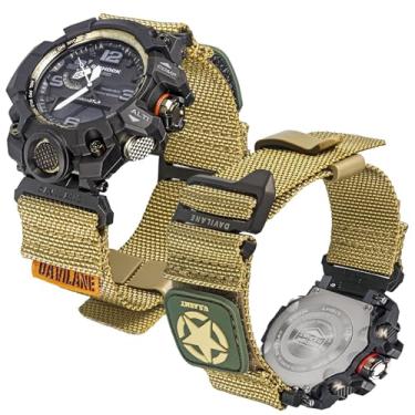 Imagem de DAVILANE Pulseira de relógio militar de nylon para Casio G-shock GWG-1000 GWG1000, pulseira de relógio de liberação rápida de 16 mm com patches intercambiáveis e fecho de gancho G