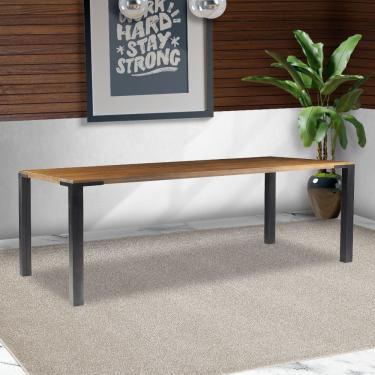 Imagem de Mesa Sala De Jantar Cozinha Bladel 140cm Grafite Madeira Maciça Rustic Brown G54 - Gran Belo
