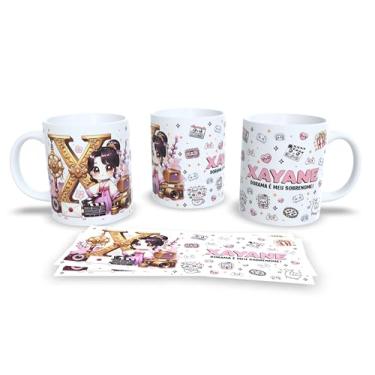 Imagem de Caneca Personalizada Anime Kawaii, Porcelana Branca, Design Amanda Dorama, Decorada com Ilustração Chibi e Padrões Fofos (x)