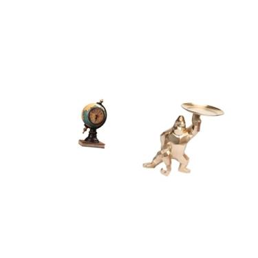 Imagem de Fenteer Relógio de Mesa Moderno em Forma de Globo Terrestre, Escultura em Resina, Peça de Arte E Artesanato para Escritório, Estante, Quarto, Sala de Estar Ou