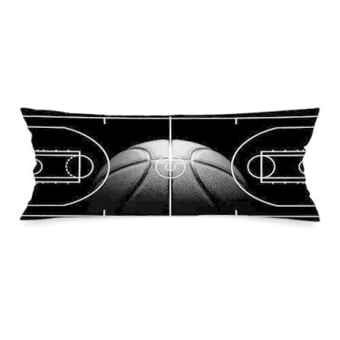 Imagem de Capas de almofada lombar de basquete, 35,5 x 91 cm, playground, basquete, quadra de basquete, capa de travesseiro de corpo longo para cama, tema esportivo com fecho de envelope, capa de almofada