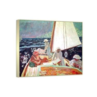 Imagem de BMZFYBS Famosa imagem de paisagem de arte de parede - impressões em tela - veleiro - pintura com moldura prateada para sala de estar banheiro decoração de casa 30 x 35 cm 12 x 13 polegadas