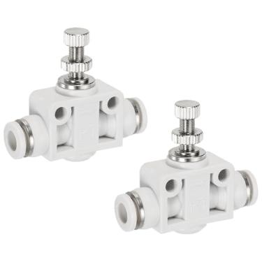 Imagem de PATIKIL Válvula de controle de fluxo de ar pneumática, tubo de 1/10.2 cm OD x tubo de 1/4 polegada OD, 2 peças de controlador de velocidade em linha, adaptador de válvula reta para conectar encaixe de