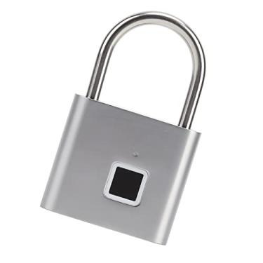 Imagem de Generic Cadeado de Bloqueio de Impressão Digital Desbloqueio Rápido à Prova D'água Com 10 Impressões Digitais para Armários, Academia, Liga de Zinco, Verde (Prata)