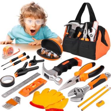 Imagem de 10-Piece Kids Tool Set with Real Hand Tools, Orange Durable Storage Bag, Children Learning Tool Kit for Home DIY and Woodworking