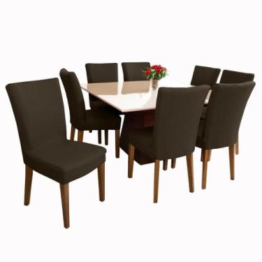 Imagem de Kit 8 Capas de Cadeiras Sala de Jantar Em Malha Lavável 100% Poliéster