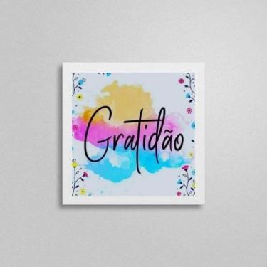 Imagem de Quadro Quadrado Colorido Gratidão 20X20Cm - Quadros On-Line