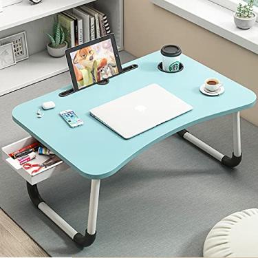 Imagem de Mesa de mesa para laptop, mesa dobrável na cama, bandeja de cama portátil para laptop, mesa de colo com suporte de copo para escrita/leitura, perfeita para laptops de 11 a 17 polegadas, preto (verde)