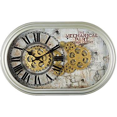 Imagem de Relógio de parede retrô com engrenagens móveis, silencioso, sem tique-taque, relógio de parede operado por bateria para sala de estar, cozinha, escritório, decoração de casa, arte preta, silenciosa