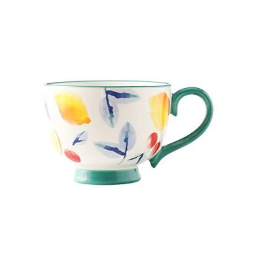 Imagem de Caneca de café da manhã pintada à mão caneca de grande capacidade copo de água de 480 ml pode ser usado para beber café leite e suco, adequado para escritório, escola e casa xícara de café xícara de