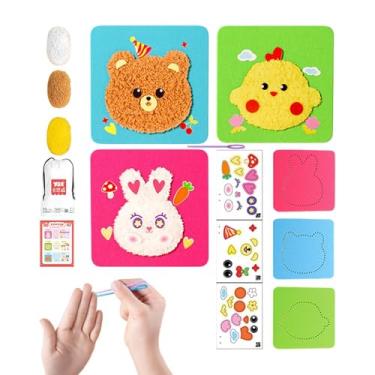 Imagem de Kit de artesanato de costura animal, conjunto de arte de artesanato de animais de pelúcia com adesivos - Faça sua própria boneca, atividade educacional feita à mão para meninos e meninas