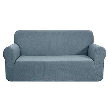Imagem de SPOUR Capas elásticas para sofá, capa de sofá de jacquard grosso, parte inferior elástica, protetor de móveis, capa de sofá, gato, cachorro-azul, M