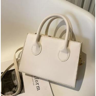 Imagem de Bolsa feminina vintage casual – Qualidade, elegante e multifuncional – Mini bolsa quadrada elegante e espaçosa, Branco, Morden