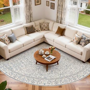 Imagem de jinchan Tapete de canto, 19 x 18 cm, floral, macio, estetico, antiderrapante, lavável, à máquina, para entrada, quarto, crianças, cozinha, faculdade, dormitório, azul/creme