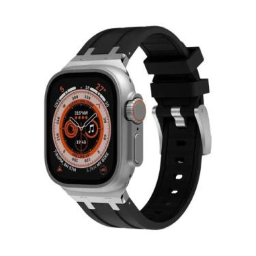Imagem de Pulseira De Silicone Cor Titânio Com Fecho Metálico Para Apple Watch U