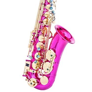 Imagem de Saxofone profissional E Flat Alto Saxofone Rosa Vermelho Ouro Chave Latão Sax Kit Iniciante