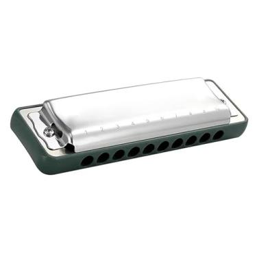 Imagem de Gaita profissional Blues Harmonica 10 furos 20 notas C escala diatônica (verde)