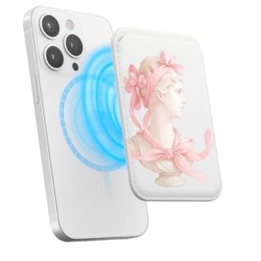 Imagem de Suporte de cartão magnético para iPhone, capa fina de couro PU, capa traseira para cartão, acessório de telefone fofo