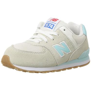 Imagem de New Balance Tênis infantil unissex 574 V1 Resort, Azul-petróleo/branco, 10 Toddler