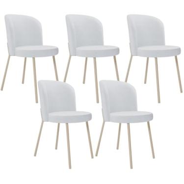 Imagem de Kit 05 Cadeiras para Sala de Jantar Cozinha Estofada Gavi Arena L02 Linho Cinza - Lyam Decor