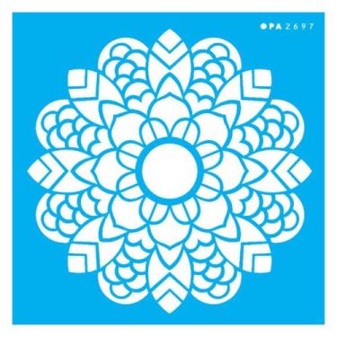 Imagem de Stencil De Acetato Para Pintura 14x14 cm OPA - 2697 - Mandala Folhas
